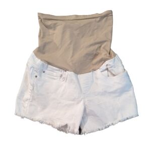 Joe's Jeans White Maternity Ozzie 4" Cut Off Shorts Size 28?